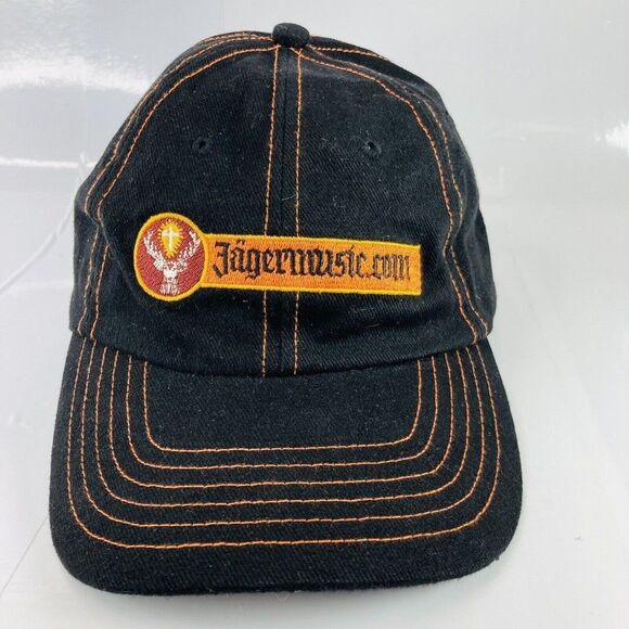 Jagermeister Music Baseball Hat Mens Jagermusic.com Black Logo Embroidered Cap - Picture 2 of 11